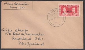 NIUE 1937 Coronation 6d on cover - first day cancel.........................U761