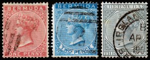 Bermuda Scott 19a, 20, 23 (1883-86) Used F-VF, CV $24.50 C