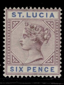 ST. LUCIA QV SG49, 6d dull mauve and blue, LH MINT. Cat £45. DIE II