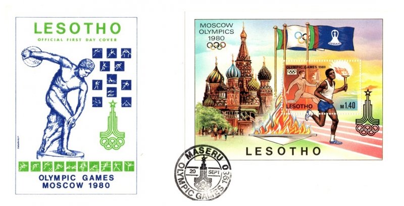 Lesotho, Worldwide First Day Cover, Olympics