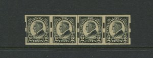 611 Harding Schermack Type 3 Vending Coil Line Strip of 4 Stamps (By207)