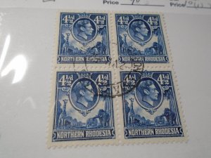 Northern  Rhodesia  #  37  used   Block of 4