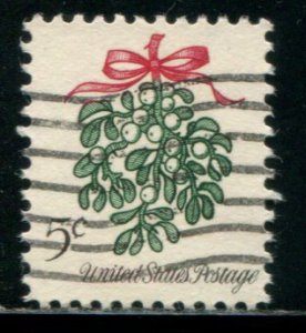 1255 US 5c Christmas Issue Mistletoe, used cv $.20