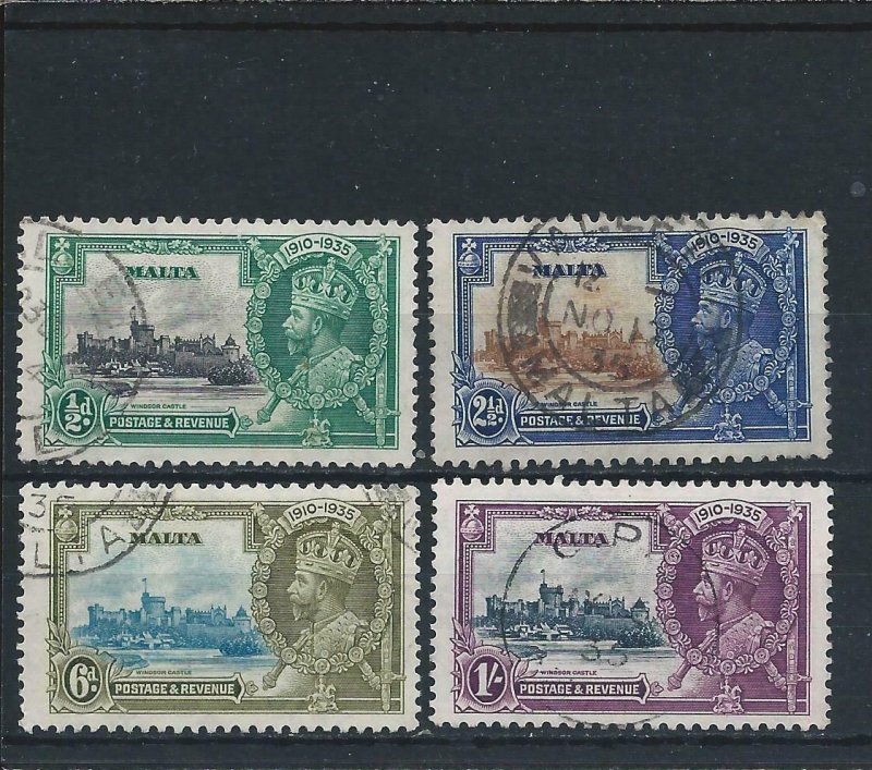 MALTA 1935 SILVER JUBILEE SET FU SG 210/213 CAT £45