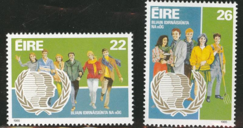 Ireland Scott 624-5 Intl Youth Year 1985 stamp set CV $1.85