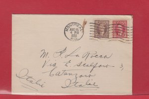 5 cent 3c + 2c 1st ounce surface rate to ** ITALY ** 1938 Canada cover