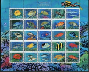 MICRONESIA NATIVE FISH OF MICRONESIA SHEET OF TWENTY -FIVE  MINT NH 