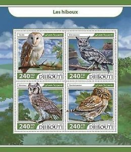 2017 Djibouti Mnh Owls. Michel Code: 1702-1705  |  Scott Code: 1207