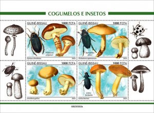 GUINEA BISSAU - 2023 - Mushrooms & Insects - Perf 4v Sheet - Mint Never Hinged