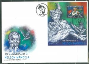 CENTRAL AFRICA 2013 95th BIRTH ANNIVERSARY OF NELSON MANDELA S/S  FDC