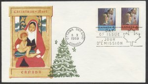 1969 #502-503 Christmas Combo FDC Overseas Mailers Cachet Ottawa