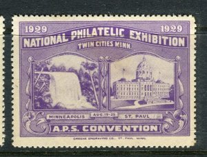 USA; 1929 National Philatelic Expo Minneapolis APS Convention Stamp Mint