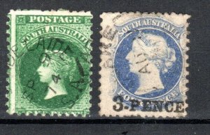 Australia - South Australia 1871 1d and 3d on 4d surcharge SG 90 and 93 FU CDS