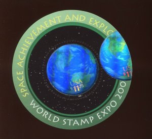 3412 SPACE ACHIEVEMENT DOUBLE HOLOGRAM ERROR STAMP with PF CERT HV14