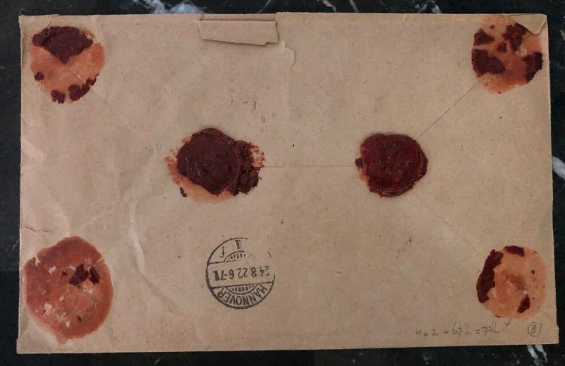 1922 Berlin Germany Early Inflation rate Cover To Hannover  Wax Seal