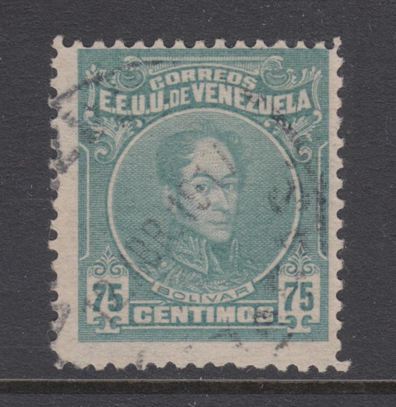 Venezuela Sc 267a used. 1915 75c greenish blue Bolivar