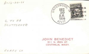 United States Indiana Underwood 47177 1966 4-bar  1893-1966  Postcard  Philat...