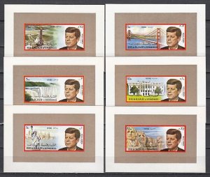 Sharjah, Mi cat. 896-901 C. President Kennedy & Landmarks as s/sheets.