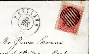 USA Civil War UNION PATRIOTIC Pictorial FLAG/GLOBE Cover Portland 1861 S68a