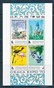 SINGAPORE 1970 OSAKA EXPO '70 MARINE LIFE BIRD FLOWER S/S OF 4 SCOTT 115A CV $36