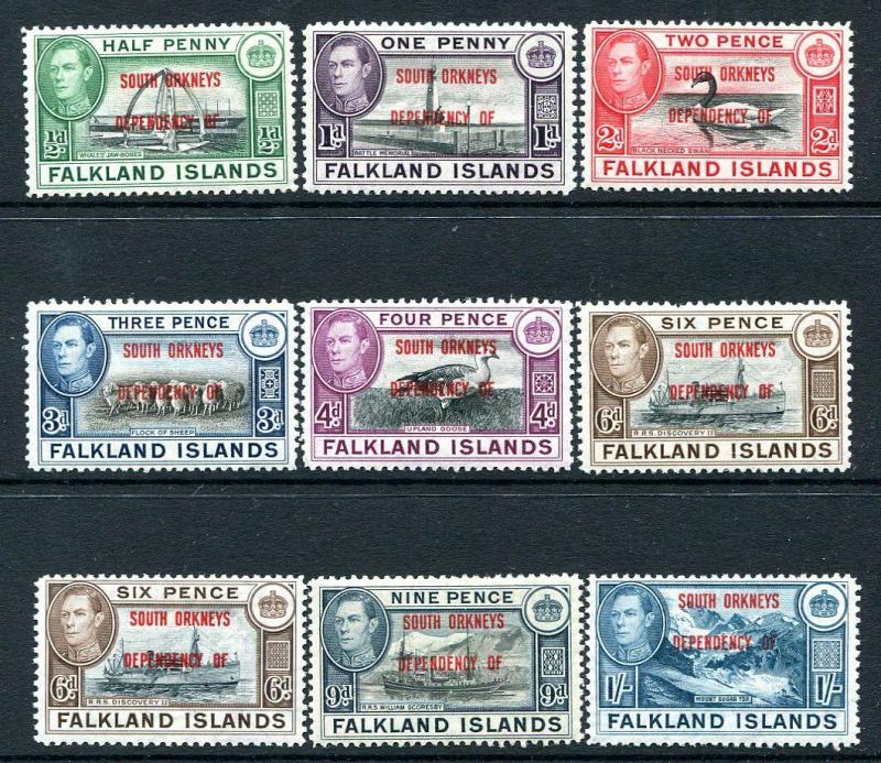 SOUTH ORKNEYS-1944-45 Set to 1/- incl both 6d shades Sg C1-C8/C6a  MOUNTED MINT 