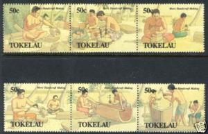 Tokelau 172-75 Men's handicrafts, 1990. Carving pots, 