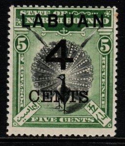 LABUAN SG102 1899 4c on 5c BLACK & GREEN MTD MINT