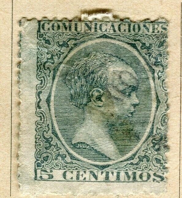 SPAIN; 1889 early classic  Baby King  issue fine used 5c. value