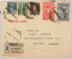 43495 - ARGENTINA - POSTAL HISTORY  -  REGISTERED AIRMAIL COVER to BRAZIL - 1929