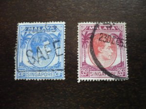 Stamps - Singapore - Scott# 13, 15 - Used Partial Set of 2 Stamps