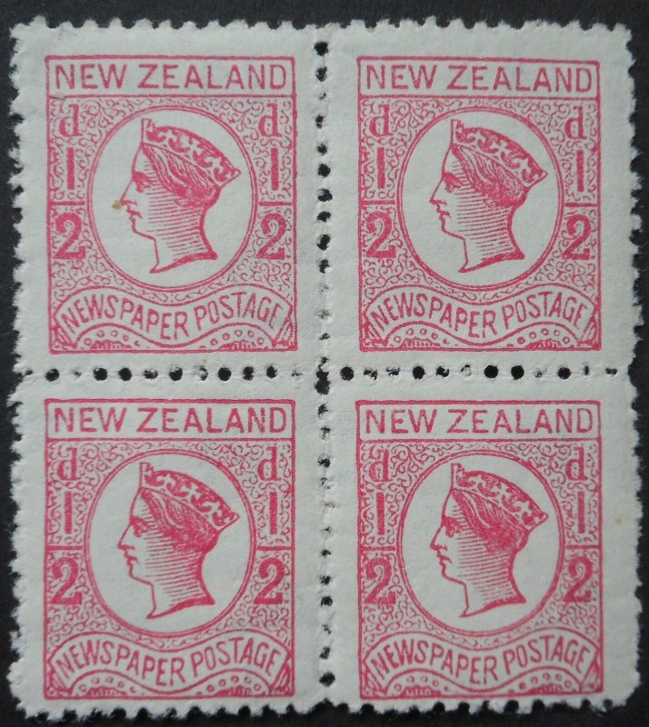 New Zealand 1892 QV Halfpenny block of four SG 151 mint