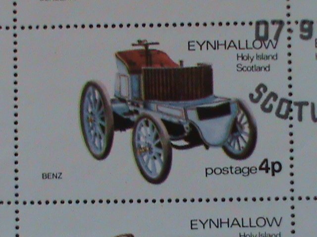 ​EYNHALLOW SCOTLAND STAMP:1974 CLASSIC ANTIQUE CARS  CTO- MNH - MINI SHEET
