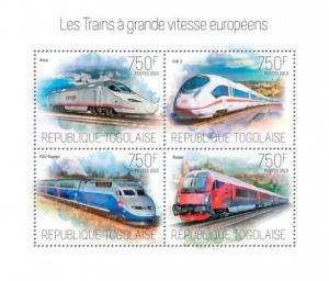 Trains TGV Züge Railways Railroads Locomotives Transport Togo MNH stamp set