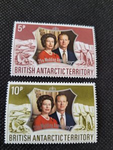British Antarctic Territory,  1972, Silver Wedding & penguins, MLH, SCV$6.50
