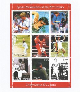 TADZHIKISTAN - 1999 - 20th C Sports Personalities - Perf 9v Sheet - MLH -Private