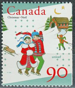 #1629as MNH Canada Christmas 1996 Children Skating Bkt Sgl