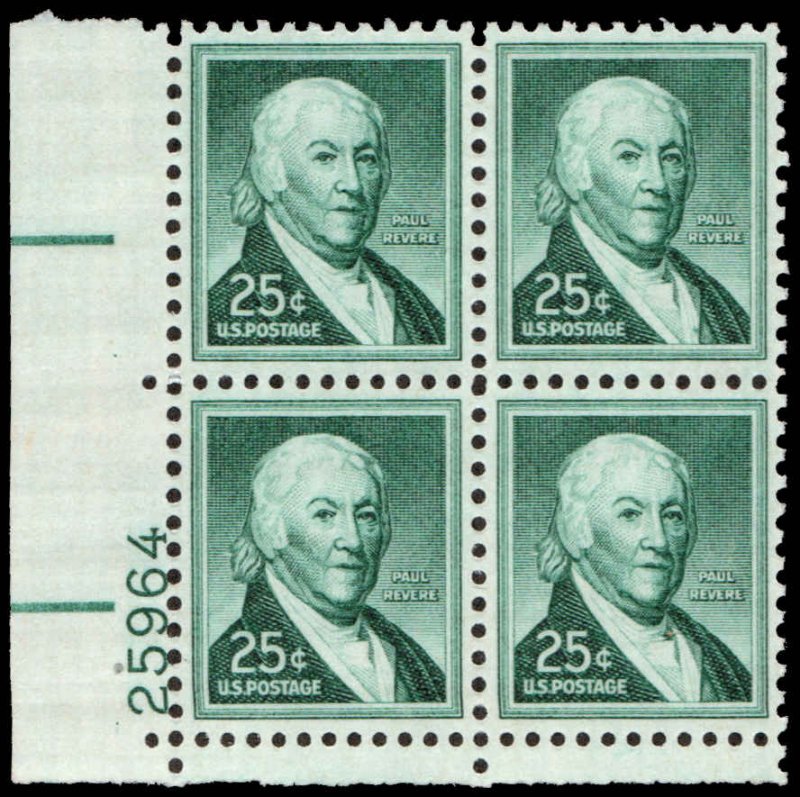 US #1048 REVERE MNH LL PLATE BLOCK #25964
