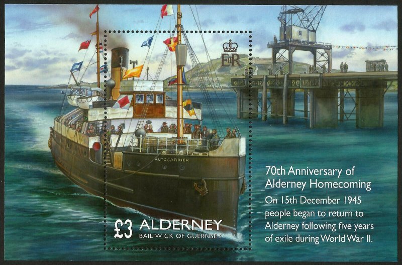 2015 WWII 70th Anniversary Of Alderney Homecoming MiniSheet unmounted mint