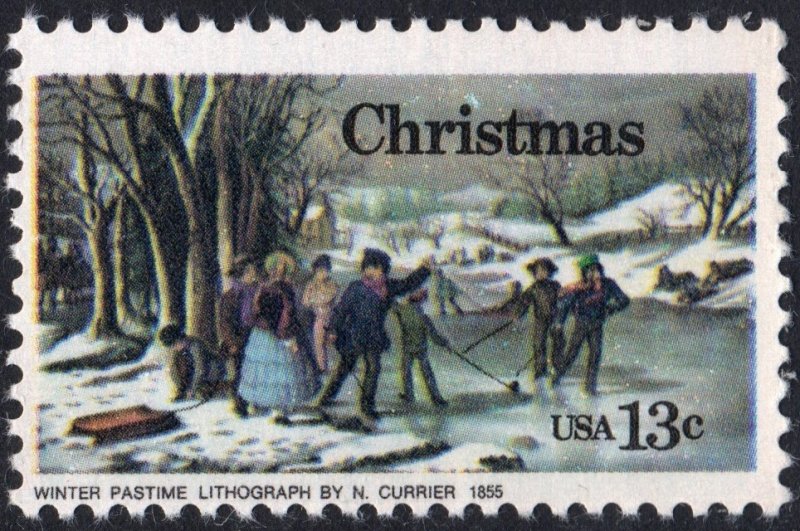 SC#1703 13¢ Winter Pastime Lithograph by N. Currier 1855 (1976) MNH