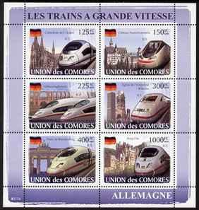 Comoro Islands 2008 High Speed Trains of Germany perf she...