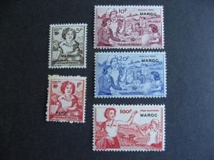 Maroc Morocco overprint on 5 charity? labels MNH some small stains see pictures 