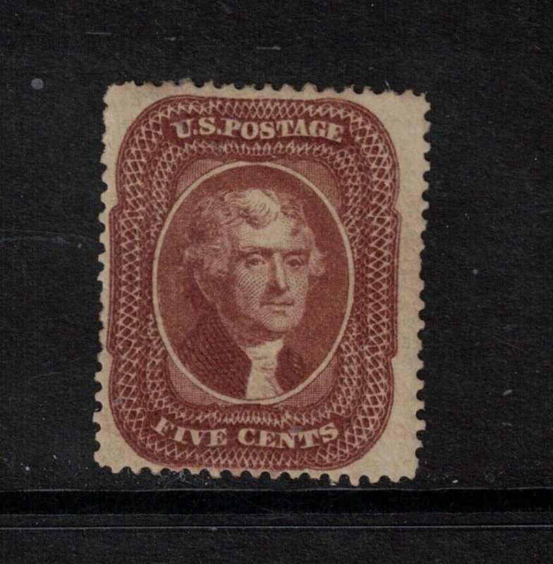 USA #30 Mint Fine - Very Fine Full Original Gum Lightly Hinged Rich Color *Cert* 