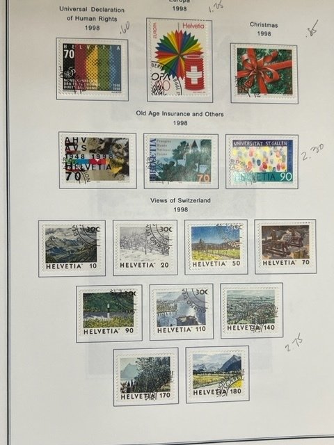 Switzerland collection reg issues 1990-1999 complete used