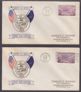 US Planty 783-19 FDCs. 1936 3c Oregon Territory, All 5 First Day Cities