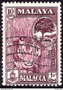 MALAYA MALACCA 1960 10c Deep Maroon SG55 Fine Used