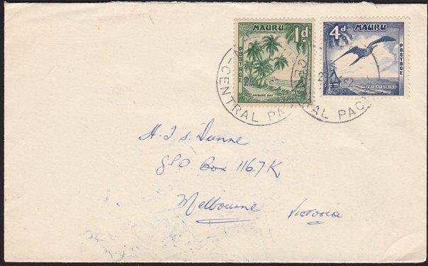 NAURU 1962 commercial cover to Melbourne - nice franking....................7008