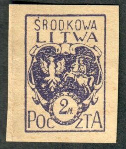 Central Lithuania #5 Imperf Mint No Gum single