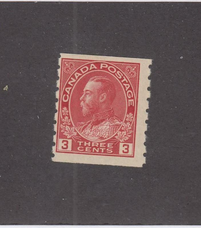 CANADA  (MK67) # 130 FVF-MNH  3cts  KGV ADMIRAL COIL /CARMINE CAT VALUE $125