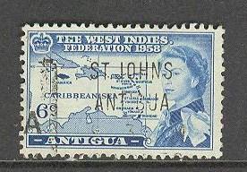 ANTIGUA Sc# 123 USED FVF Caribbean Sea Map West Indies