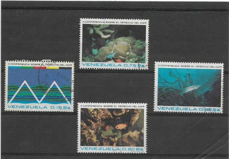 VENEZUELA 1974 FISH, MARINE LIFE, LAW OF THE SEA CONFERENCE 4 VALUES USED SET